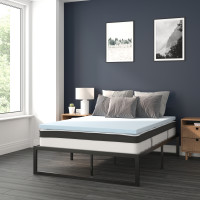 Flash Furniture XU-BD10-10PSM2M35-F-GG 14 Inch Metal Platform Bed Frame with 10 Inch Pocket Spring Mattress in a Box and 2 Inch Cool Gel Memory Foam Topper - Full